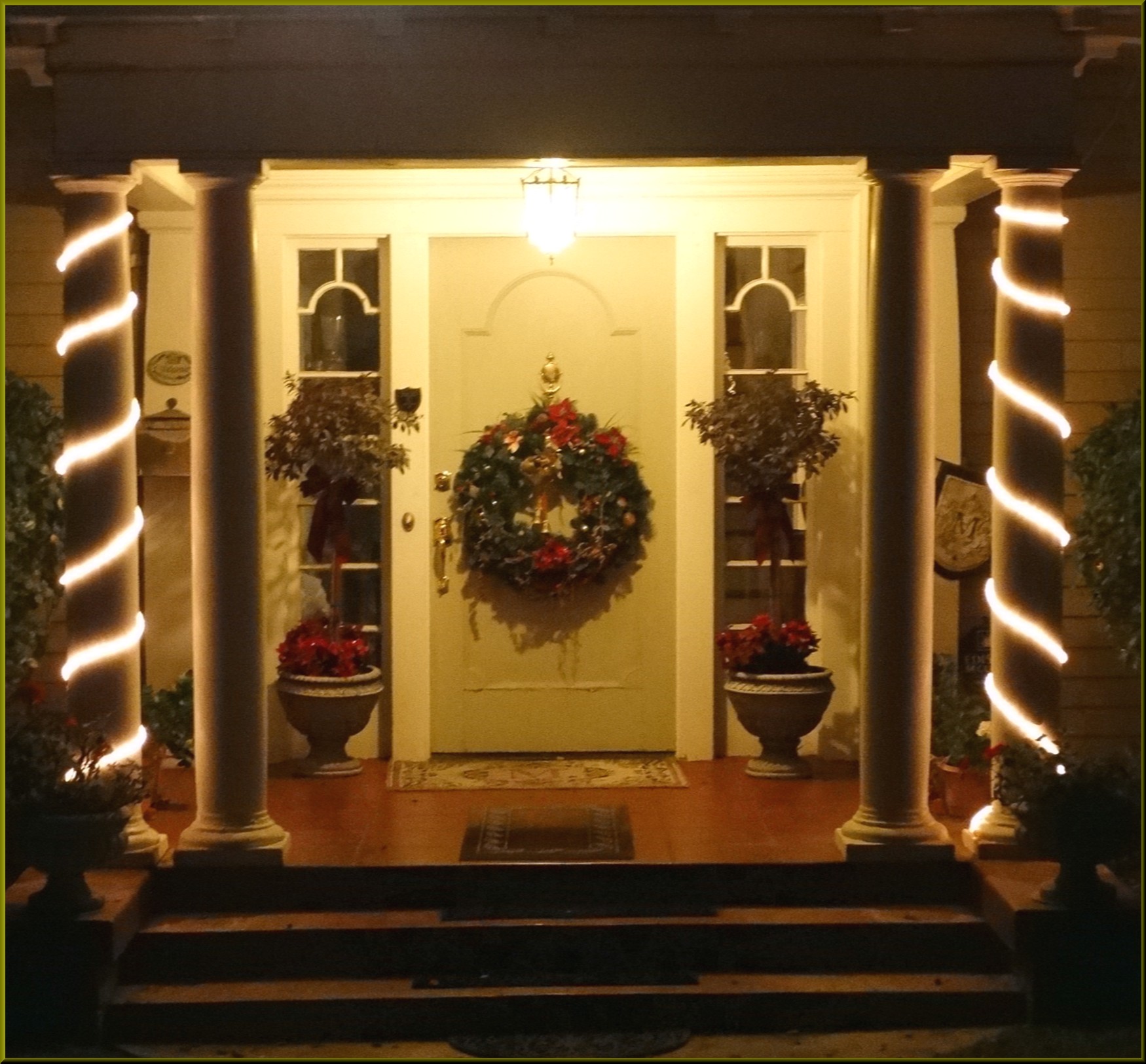 A Christmas porch.