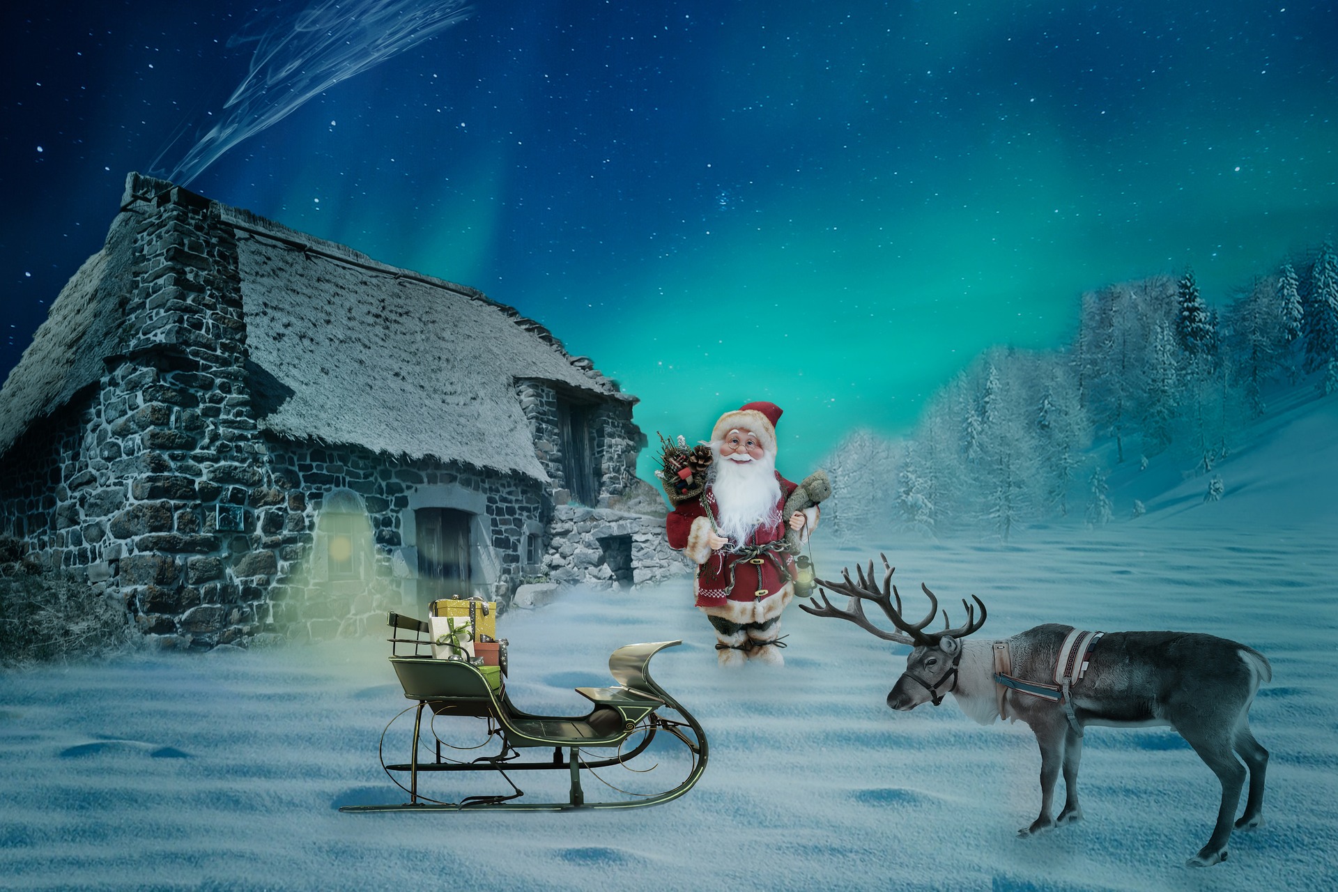 Santa and his sleigh